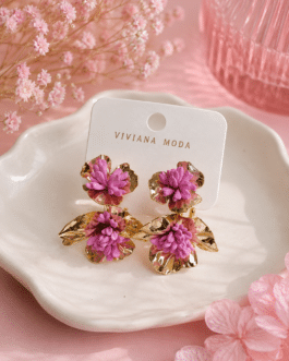 Pendientes dorados aros flores