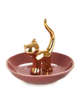 Porta anillos gato dorado