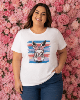 Camiseta curvy conejo chicle