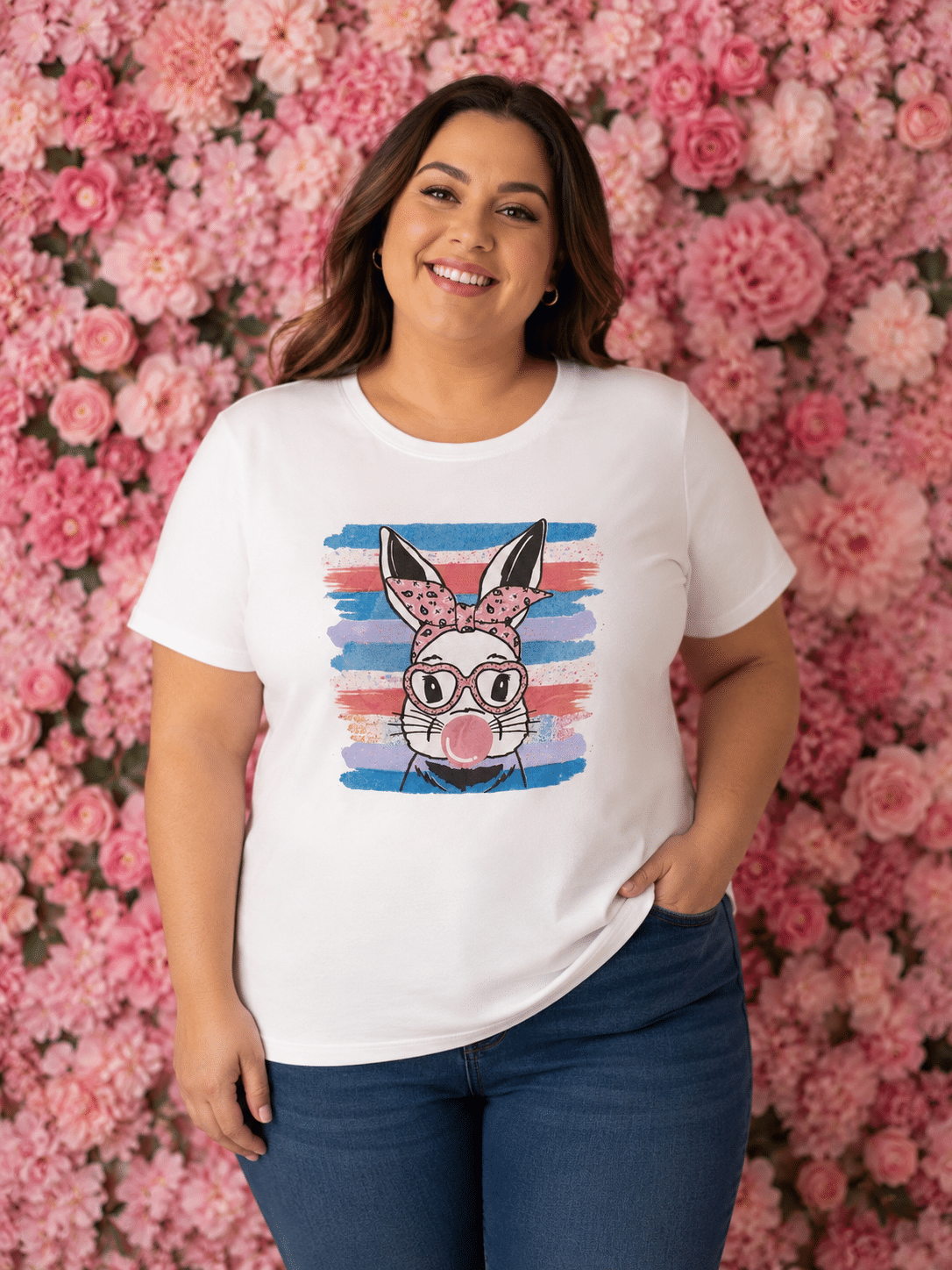 Camiseta curvy conejo chicle