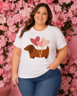 Camiseta curvy perro con globos