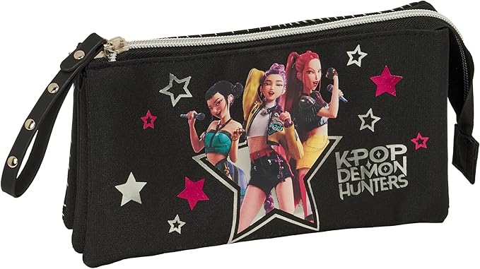 Estuche triple negro K pop Demon hunters