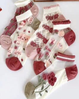 Calcetines transparentes flores