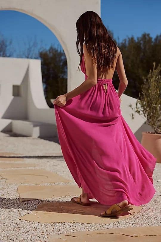 Vestido fucsia al cuello - Imagen 2