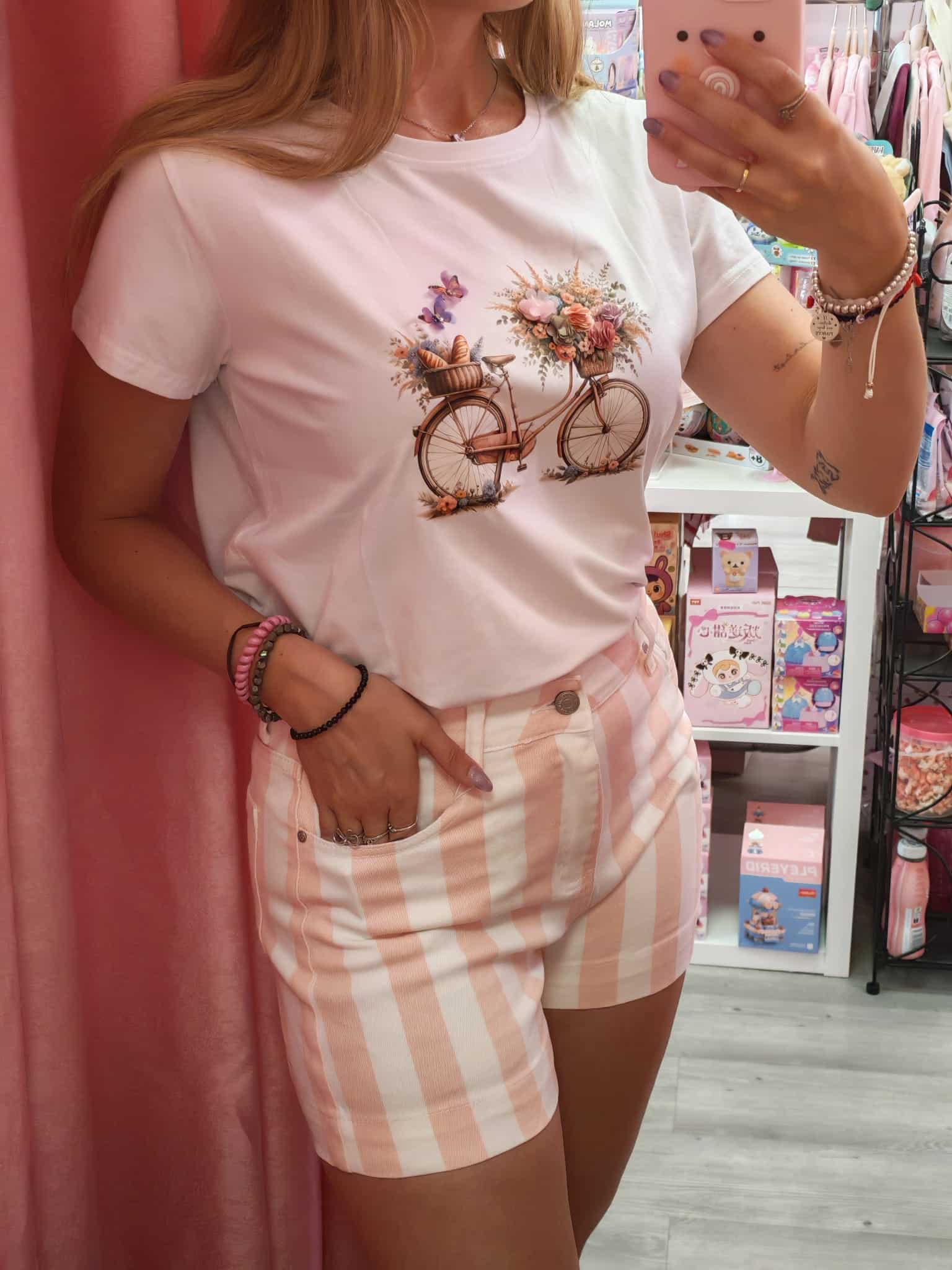 Short rayas blancas y rosas - Imagen 2