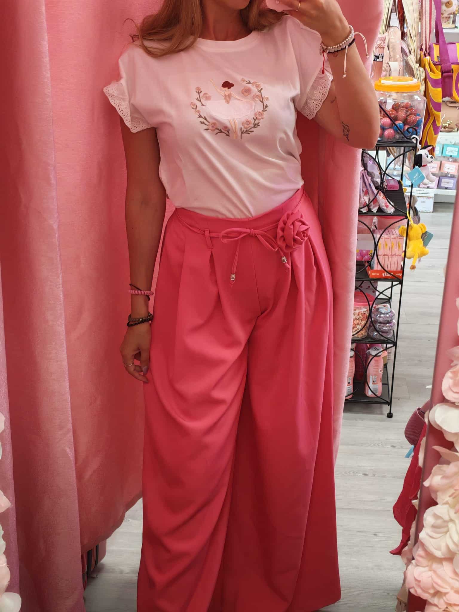 Pantalón palazzo Rose bloom flor