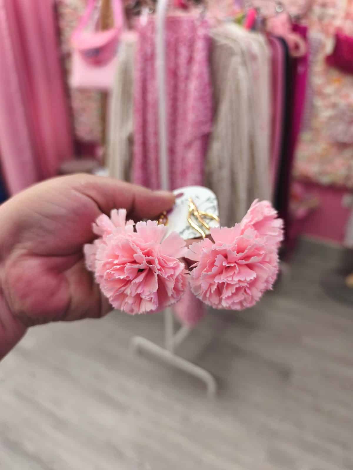 Pendientes claveles rosas - Imagen 3