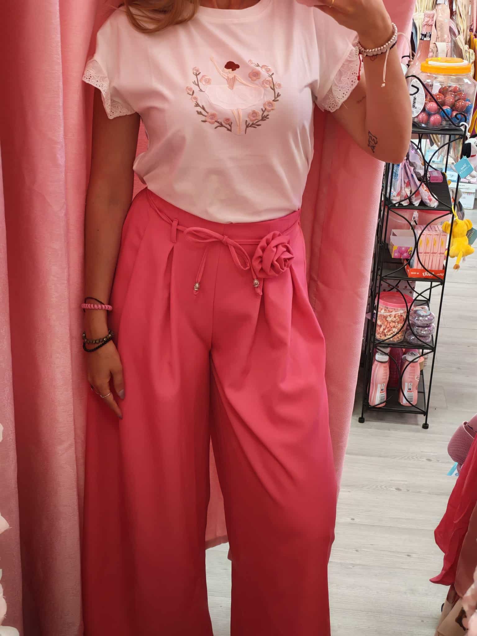 Pantalón palazzo Rose bloom flor - Imagen 3