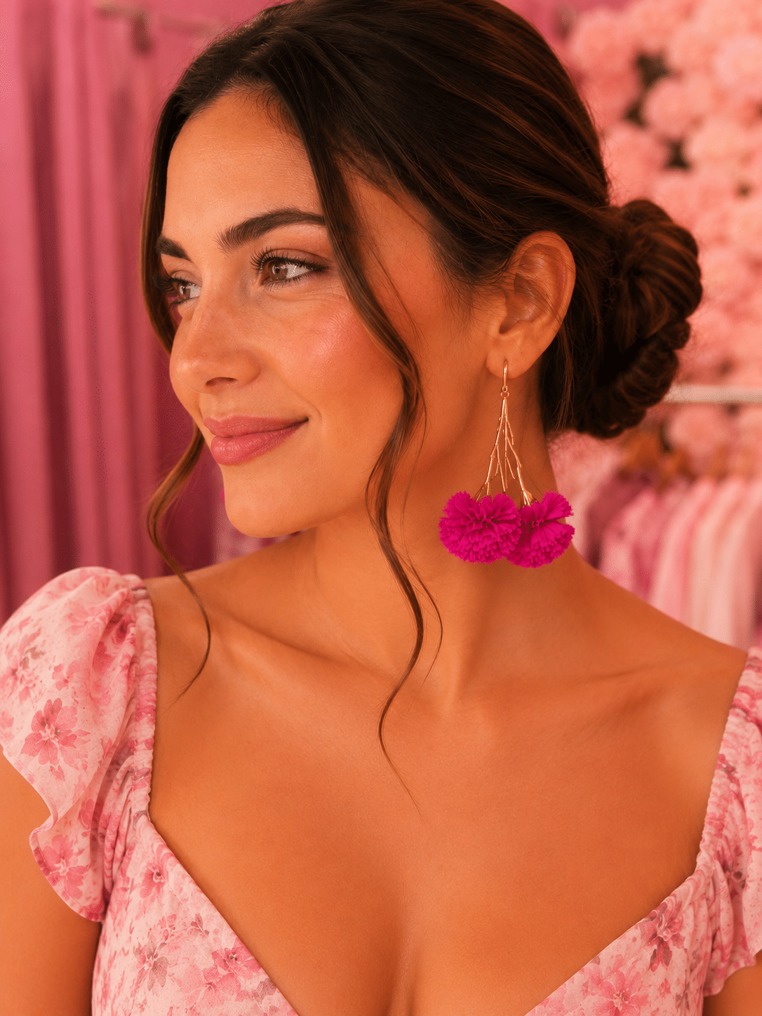 Pendientes claveles rosas