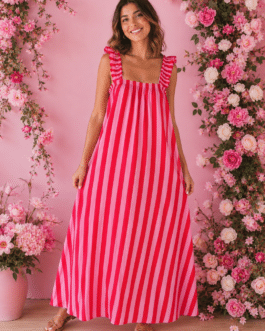 Vestido largo rayas elástico