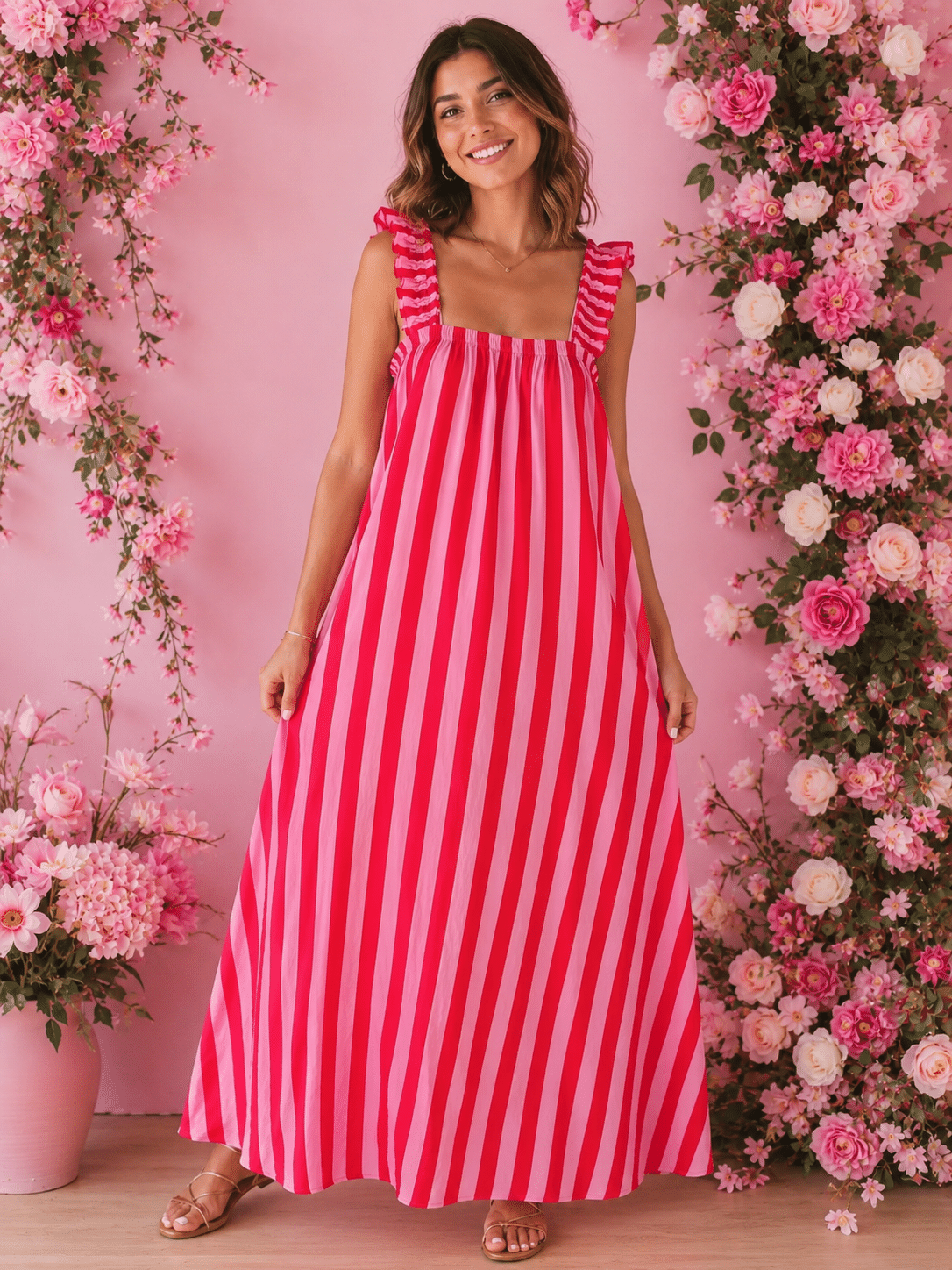 Vestido largo rayas elástico