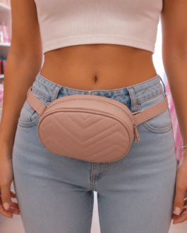 Riñonera piel rosa maquillaje