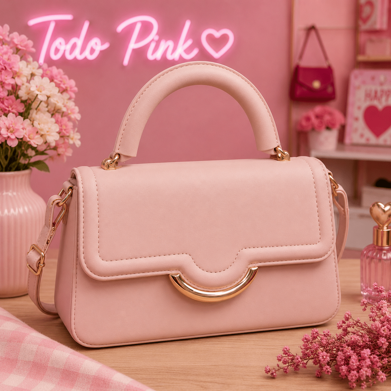 Bolso elegante fino rosa