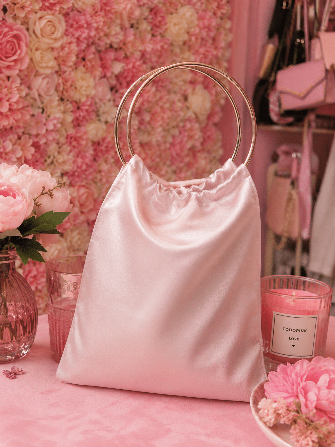 Bolso satinado asas redondas