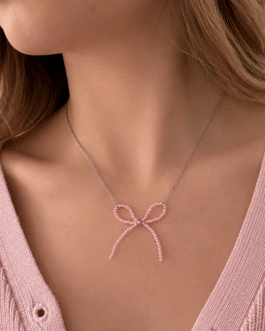 Collar lazo cuentas rosas