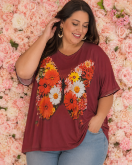 Camiseta curvy mariposa naranja