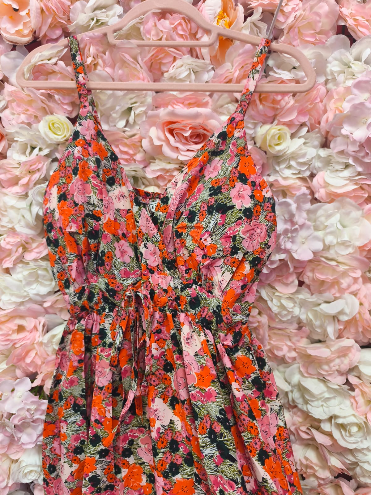 Vestido largo floral naranja - Imagen 3