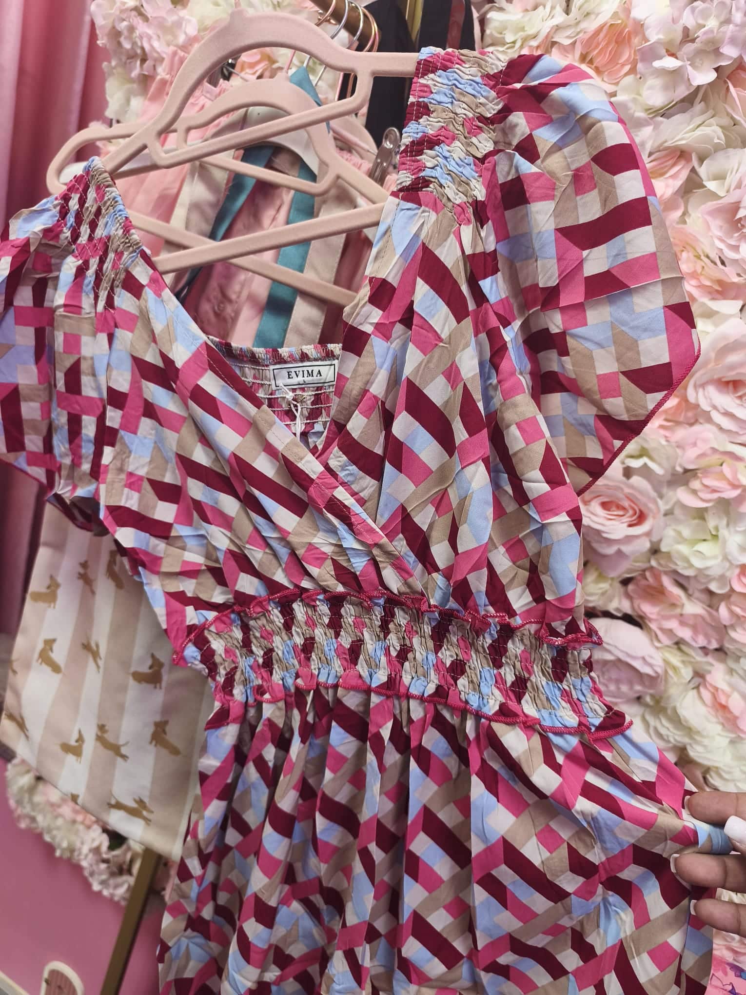 Vestido corto étnico rosa - Imagen 2