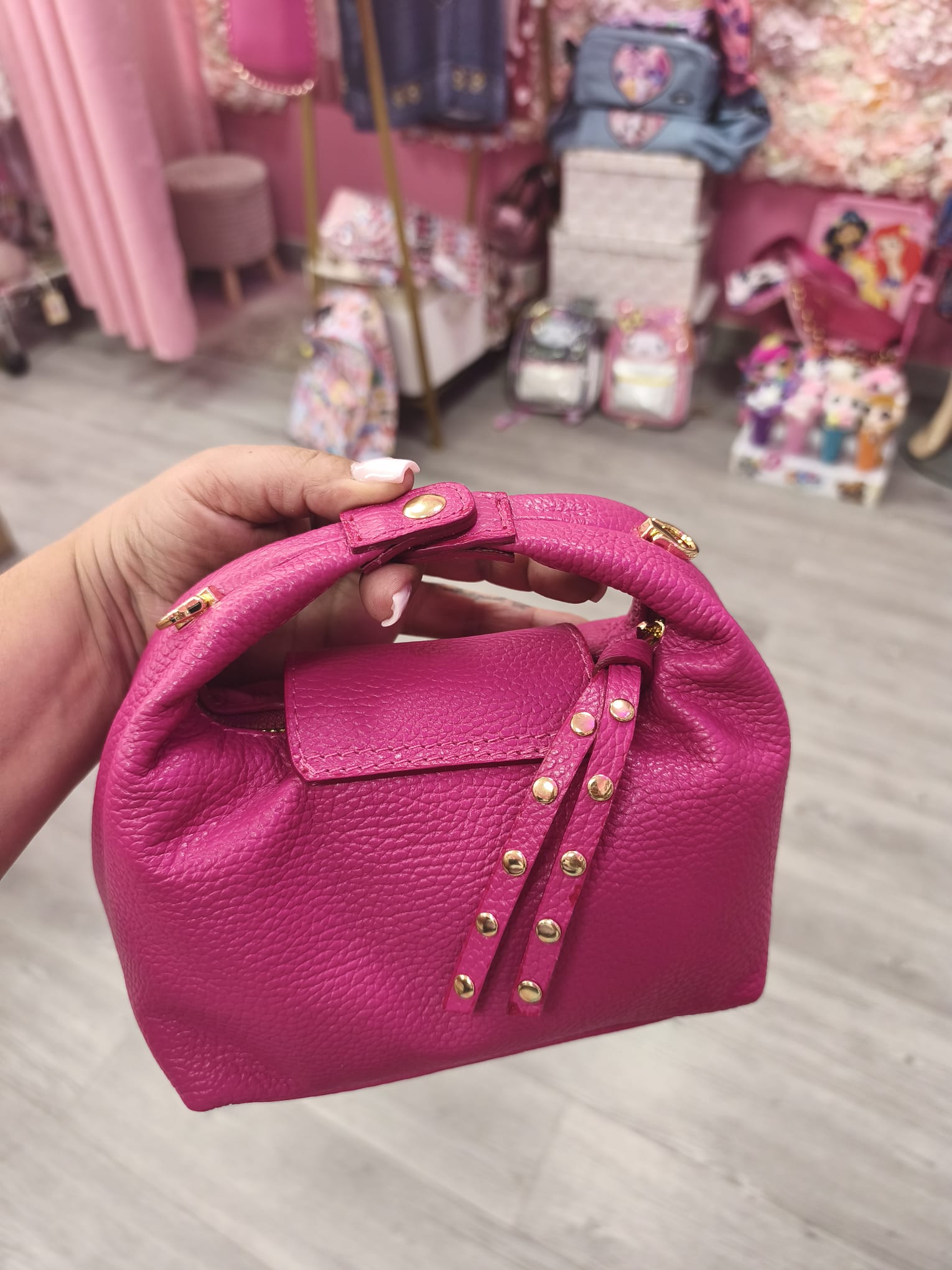 Bolso pequeño piel fucsia - Imagen 3