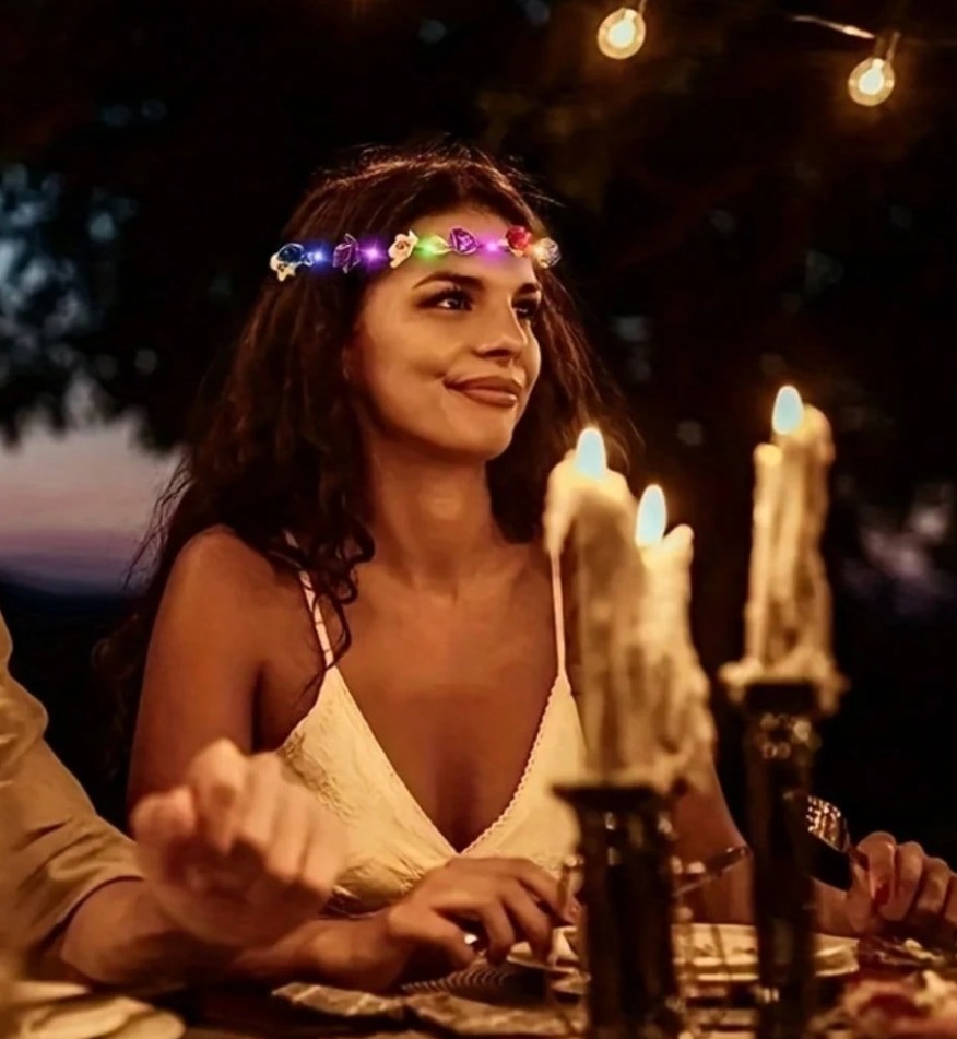 Corona de flores con luz - Imagen 3