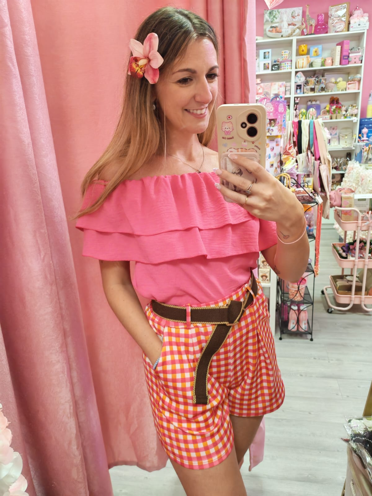 Short cuadros con cinturón