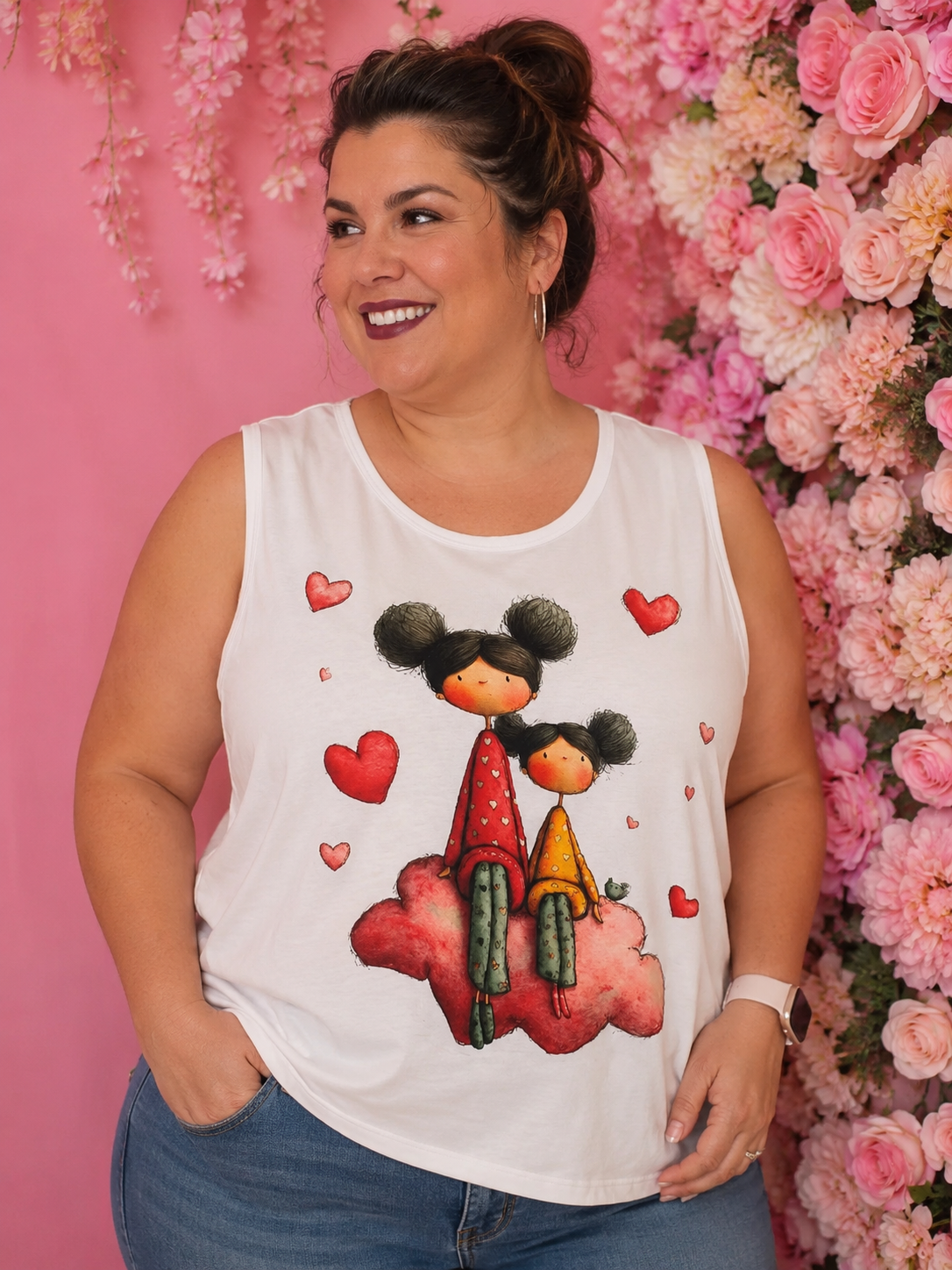 Camiseta curvy hermanas en las nubes