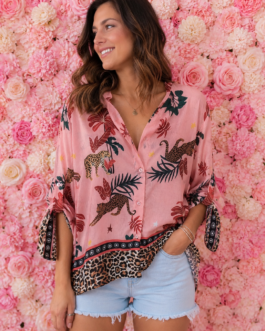 Blusa safari leopardo