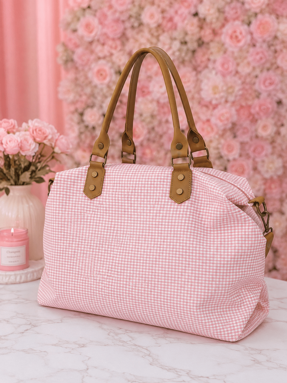 Bolso cuadros rosa vichy