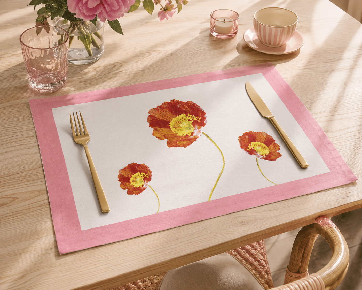 Mantel individual tela flores