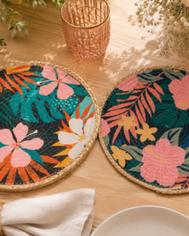 Salva mantel redondo rafia tropical