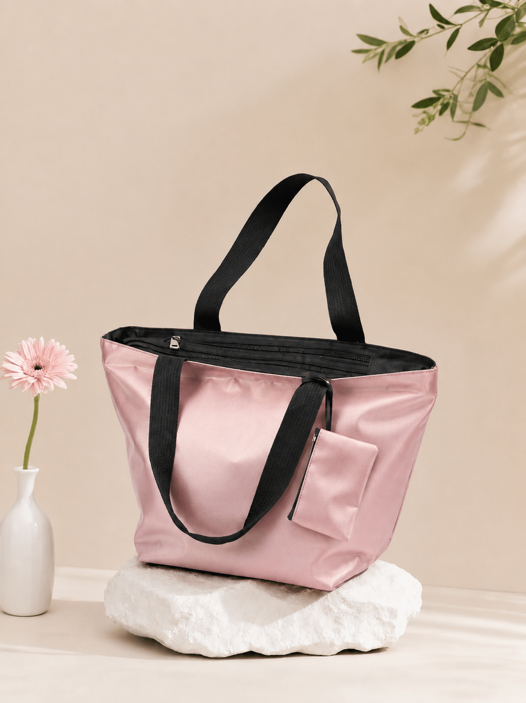 Bolso de hombro shopper en nylon con monedero extra