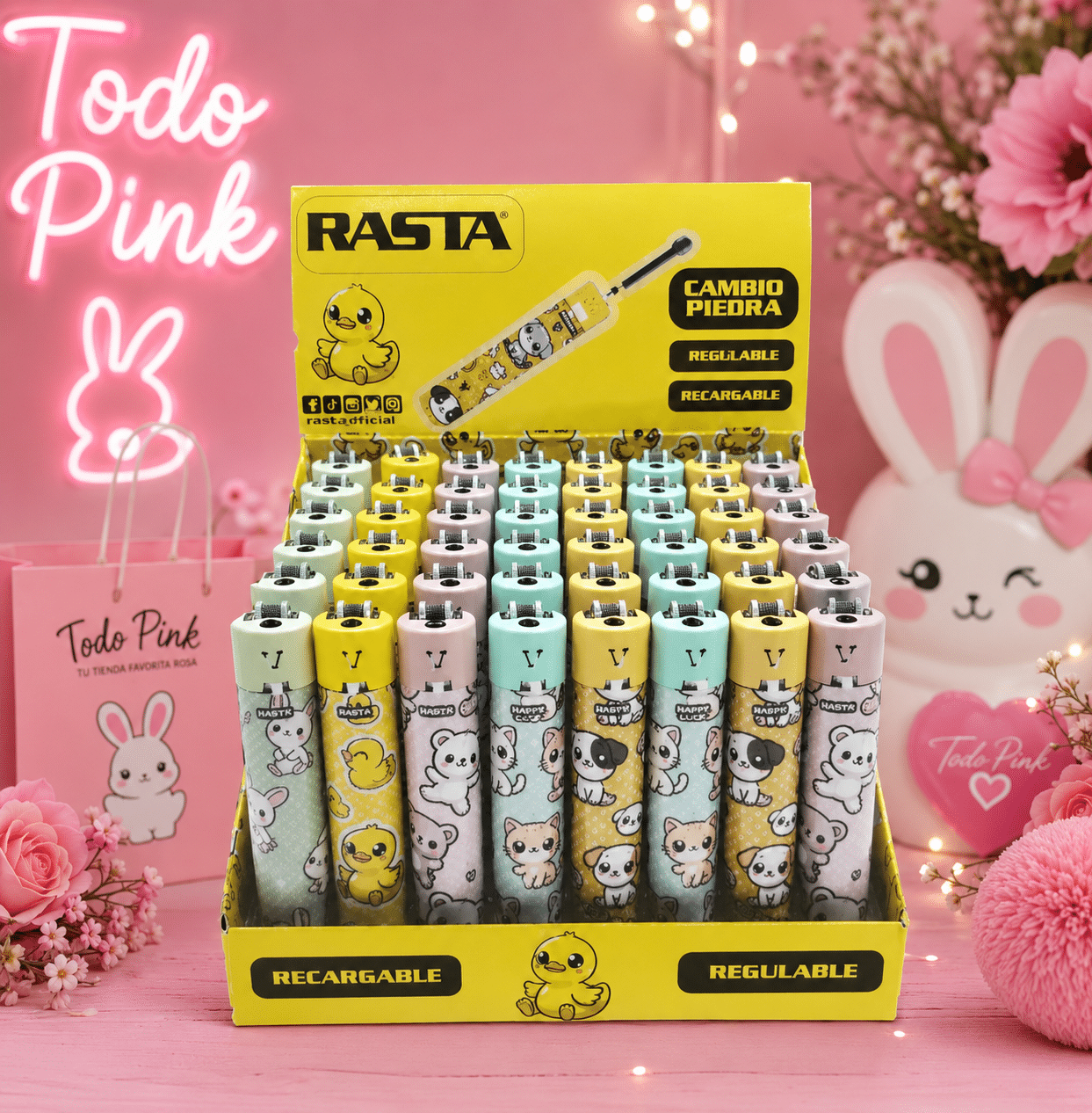 Mechero recargable y regulable con diseño de animales