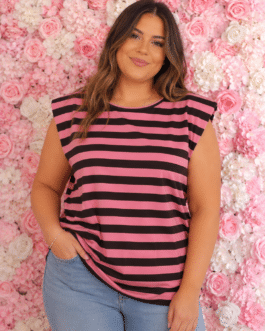 Camiseta rayas rosas y marrones