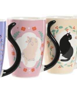 Tazas gatos asa forma de cola