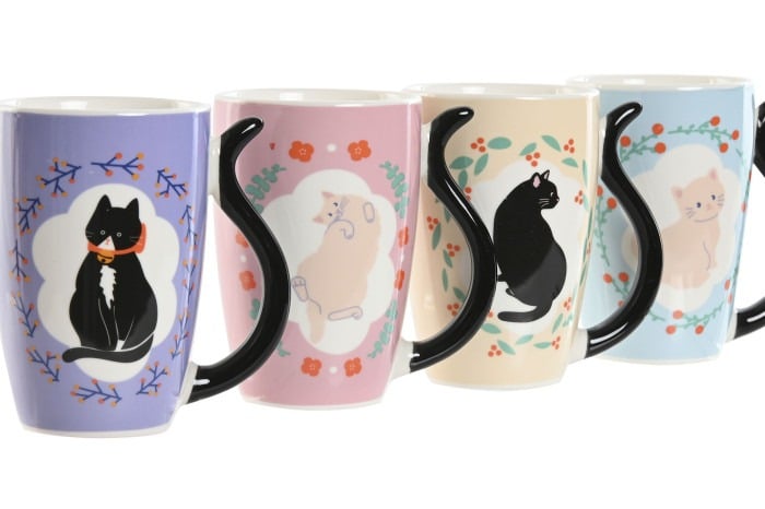 Tazas gatos asa forma de cola