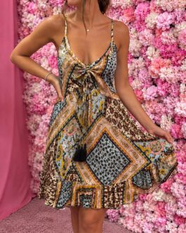 Vestido corto boho borlas