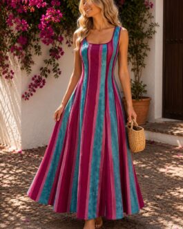 Vestido rayas azul y vino