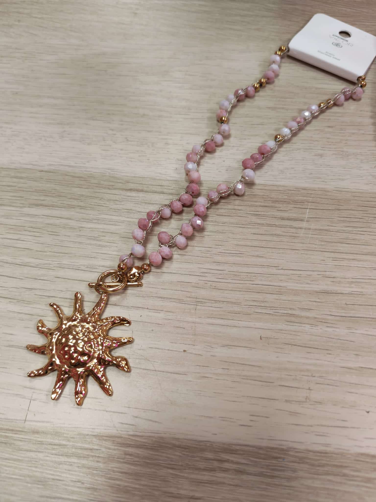 Collar sol perlas rosadas