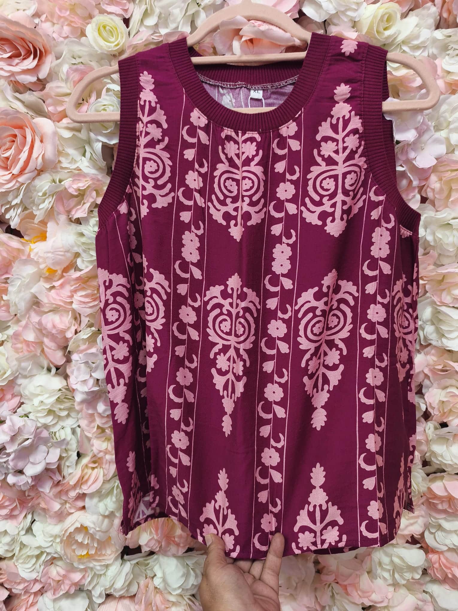 Conjunto estampado vino y rosa - Imagen 5