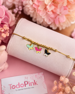 Pulsera acero mariposas de colores
