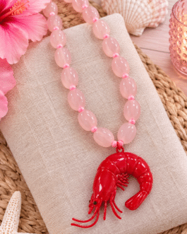 Collar perlas rosas langosta