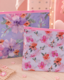 Carpeta cierre zip flores