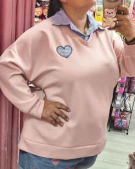 Sudadera efecto camisa corazón curvy