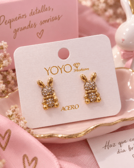 Pendientes dorados conejo brillantes