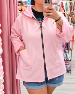 Chaqueta curvy antelina rosa