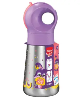 Botella termo con pajita conejo lila