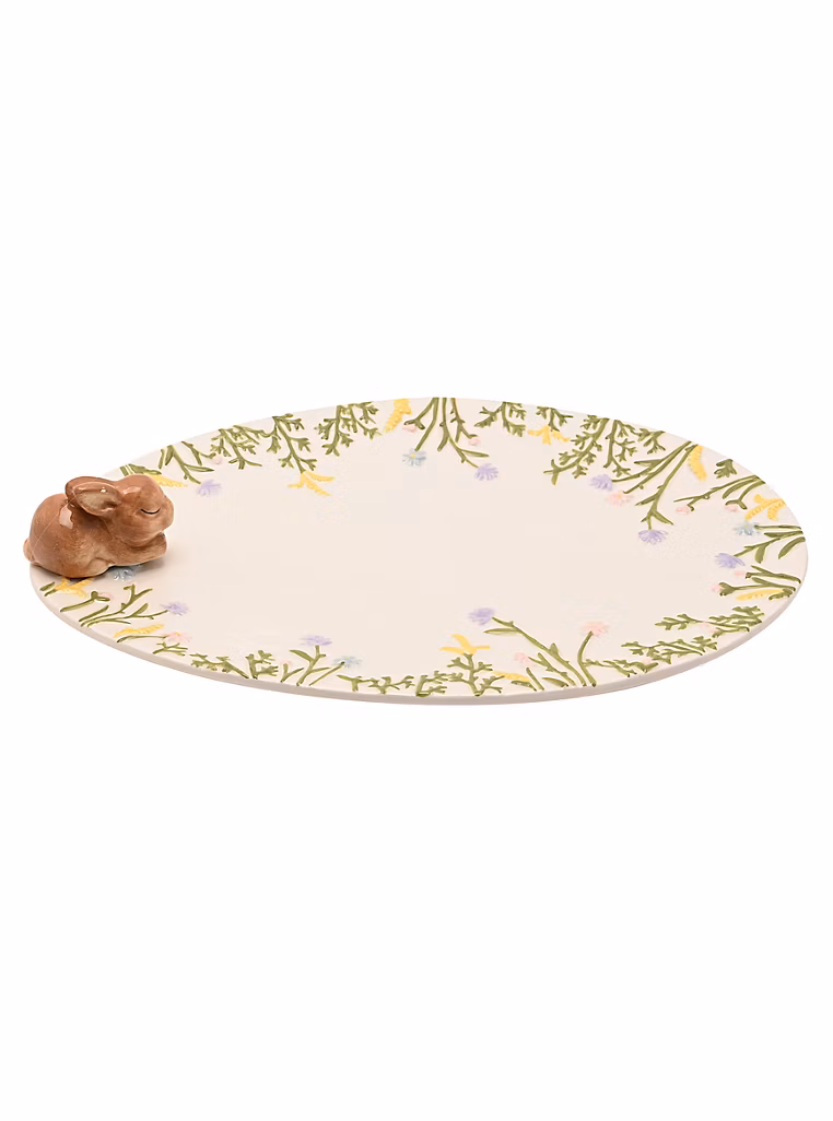 Plato decorativo conejo y flores