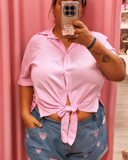 Camisa curvy con encaje en espalda