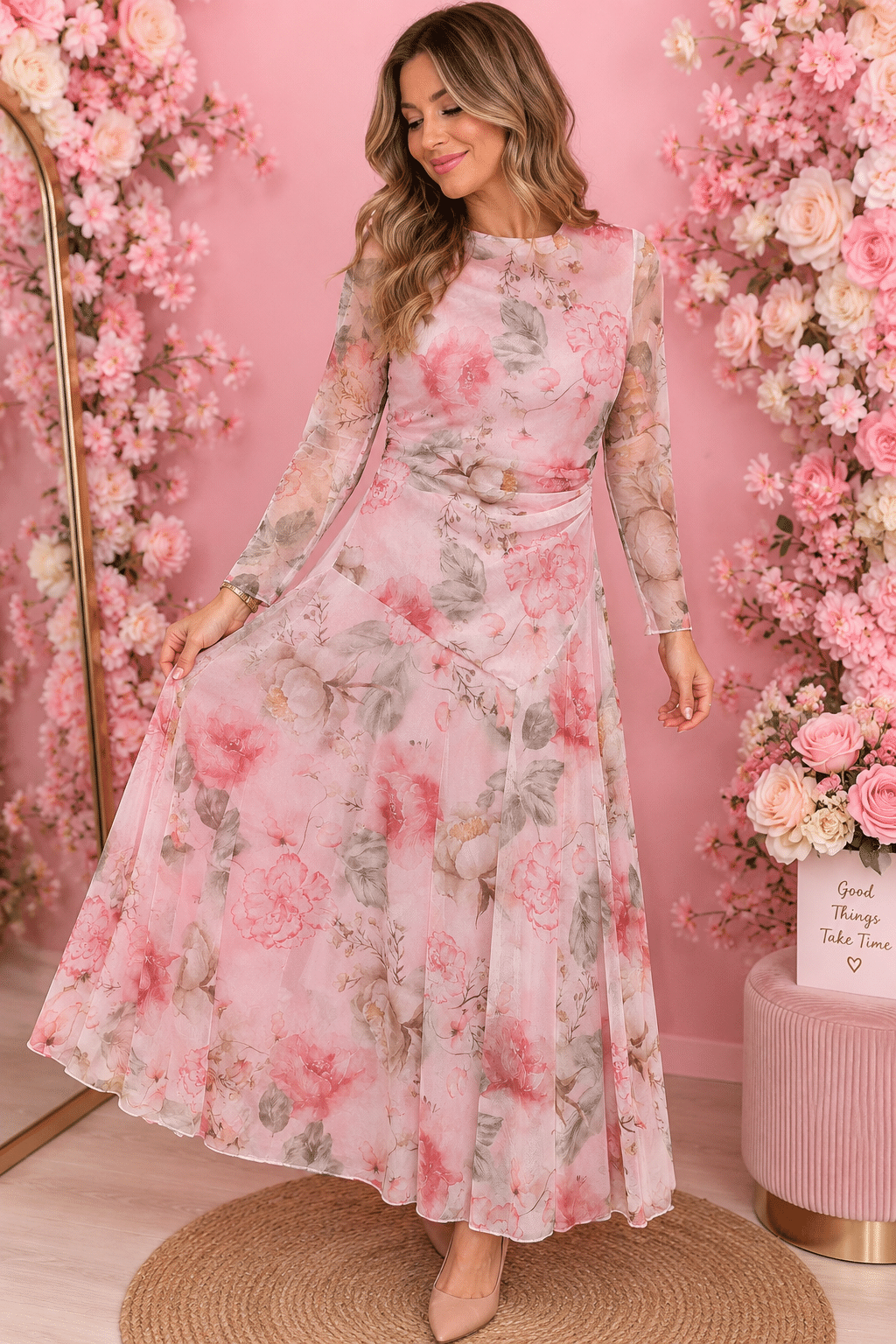 Vestido de tul rosas