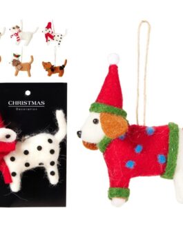 Perro fieltro adorno navideño